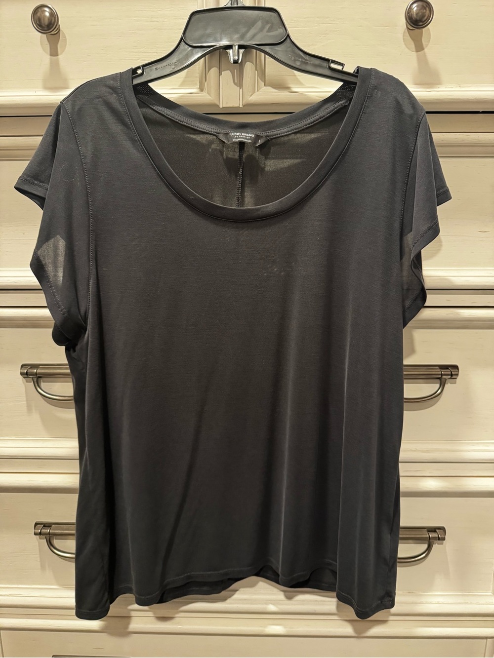 Lucky Brand Short Sleeve Scoop Neck Tee - Black
